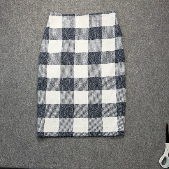 Women's Banana Republic Blue and White Checked Pencil Skirt Size O - Picture 2 of 8